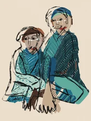 Figuras azules y tranquilas