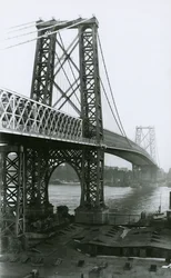 Puente de Williamsburg sobre el East River durante la construcción, 1898