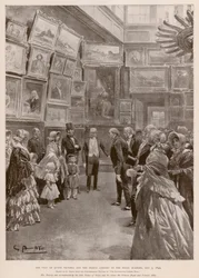Visita de la Reina Victoria y Alberto, Príncipe Consorte a la Real Academia, Londres, 3 de mayo de 1849 (fotograbado)