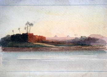 Pirámides desde el Nilo, El Cairo, Egipto, siglo XIX