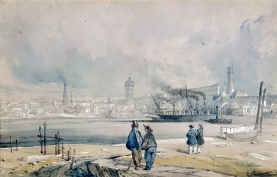 El South Bank, con el Puente de Waterloo, Londres, 1847