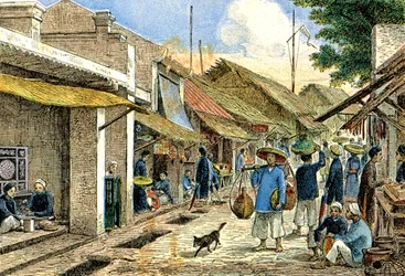 Artesanos en un pueblo annamita, c.1900 (ilustración)