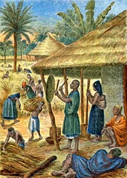 Aldea en Sudán, c.1900-1910 (ilustración)