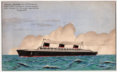 El transatlántico Normandía. c.1935 (gouache)