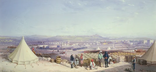 El campamento de artillería y caballería en San Antonio, Malta