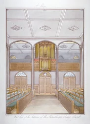 La capilla en la Institución de la Sociedad Filantrópica en London Road, Southwark, Londres, 1825