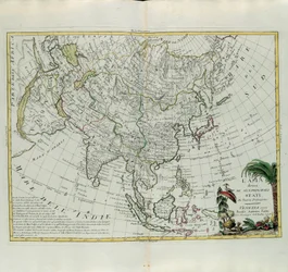Asia dividida en sus principales estados, grabado por G. Zuliani tomado del Tomo I del Nuevo Atlas publicado en Venecia en 1777 por Antonio Zatta, Colección Privada