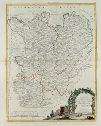 Gobernaciones de Borgoña, Franco Condado y Lyon, grabado por G. Zuliani tomado del Tomo I del Nuevo Atlas publicado en Venecia en 1777 por Antonio Zatta, Colección Privada