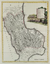 Calabria Citerior, grabado por G. Zuliani tomado del Tomo II del "Atlas Más Nuevo" publicado en Venecia en 1783 por Antonio Zatta, Colección Privada