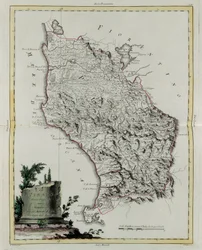 Territorio de Pisa, grabado por G. Zuliani tomado del Tomo II del "Atlas Más Nuevo" publicado en Venecia en 1783 por Antonio Zatta, Colección Privada
