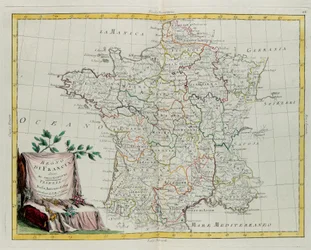 El Reino de Francia dividido en sus gobernaciones, grabado por G. Zuliani tomado del Tomo I del Nuevo Atlas publicado en Venecia en 1776 por Antonio Zatta, Colección Privada