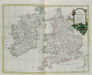 Los Reinos de Inglaterra e Irlanda, grabado por G. Zuliani tomado del Tomo I del Nuevo Atlas publicado en Venecia en 1776 por Antonio Zatta, Colección Privada