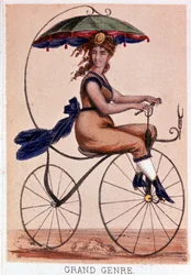 Bicicleta en 1869: "Gran género" - lit. de Darlinghe según Gosthiaux, Bibl. de la ciudad de París.