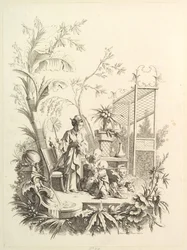 Chinoiserie con figuras en un paisaje