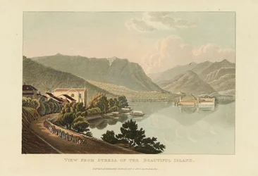 Vista desde Stresa de la Isla Bella, Lago Maggiore, antes de 1820