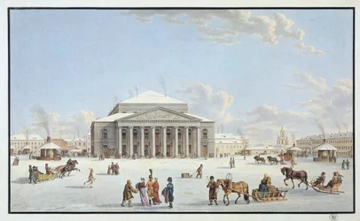 Vista del Teatro Bolshoi en San Petersburgo, principios del siglo XIX