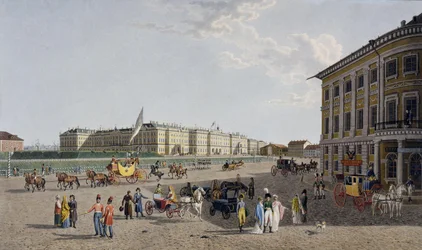 Vista de la Plaza del Palacio desde la Avenida Nevsky