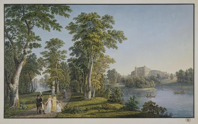 Vista del Palacio en Gatchina desde el Parque, 1753