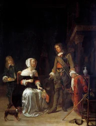 Un soldado visitando a una joven