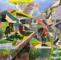 Vecindario abstracto, 2021 (acuarela sobre papel)