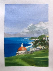 Puerto Rico y su mar, 2023 (acuarela sobre papel)