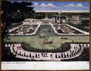Canal del dominio de Chantilly - grabado por Perelle