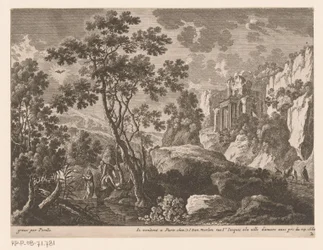 Paisaje con el bautismo de Cristo en el río Jordán Paisajes con escenas de la vida de Cristo (título de serie)