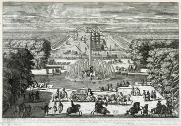 El estanque de Apolo en los jardines del castillo de Versalles - por Perelle, finales del siglo XVII