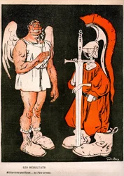 La guerra y la paz. Allegorie (caricatura) de Gabriele Galantara (1867-1937) en la última portada del periódico satírico francés "L