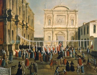 Dux y señores en la Iglesia de San Rocco en día santo, por Gabriel Bella (1730-1799) (detalle)
