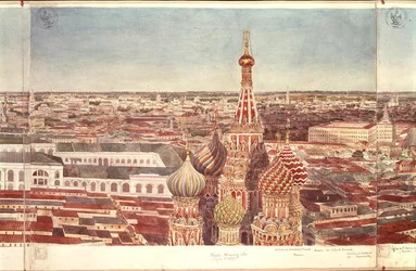Panorama de Moscú, representando la Catedral de San Basilio, 1819