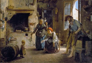 Los primeros pasos de un niño Pintura de Gaetano Chierici (1838-1920) 1865 Dim 70x100 cm Génova, Galleria d