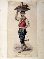 Vendedor de fresas, trajes napolitanos por G. Dura