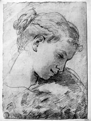 Estudio de la cabeza de una niña, siglo XVIII, 1933