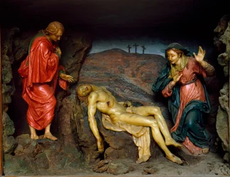 Lamentación por la muerte de Cristo. Grupo escultórico de la escuela de Gaetano Giulio Zumbo. Finales del siglo XVII y principios del XVIII. Florencia, Museo Nazionale del Bargello