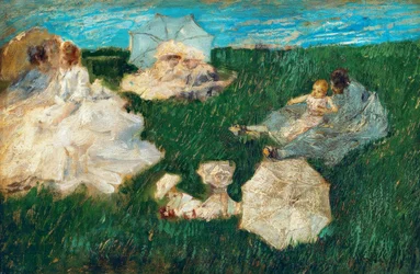 Mujer con niños en el jardín, 1896