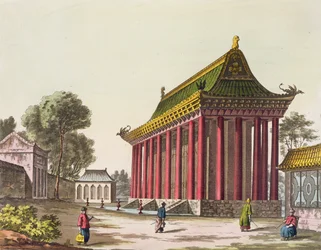 El Palacio Europeo en Yuen-Ming-Yuan, ilustración de El Traje Antiguo y Moderno por Giulio Ferrario, publicado c.1820s-30s