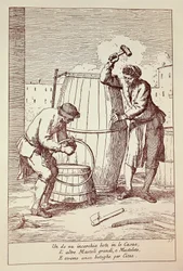 Coopers at work, Grabado de Gaetano Gherardo Zompini (1700-1778) de Las artes de la vida cotidiana en la ciudad de Venecia, Italia
