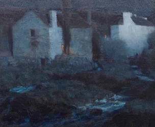 Luz de luna, molinos en Pont Aven, c.1900