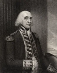 Almirante Richard Howe, grabado por W.T. Fry, de 