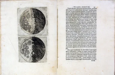 Hoja del libro Sidereus Nuncius Mensajero Sideral de Galileo Galilei, 1610