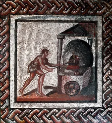 Escena de panadería. (mosaico, finales del siglo II, principios del siglo III)
