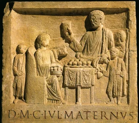 Relieve que representa un banquete, civilización romana