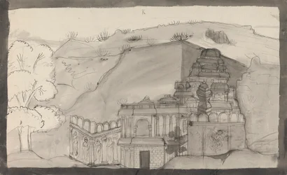 Interior de un templo de la cueva de Ellora