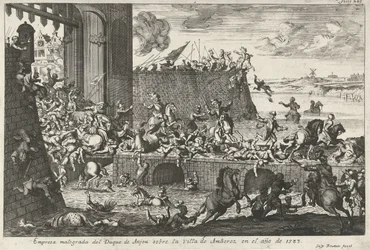 De Franse Furie te Antwerpen, 1583 Empresa malograda del Duque de Anjou sobre la villa de Amberez en el año de 1583 (title on object)