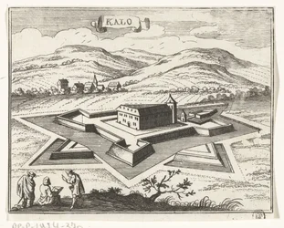 Vista de Nagykalló Imágenes topográficas de Austria, Hungría y los Balcanes (título de serie) Breve descripción, y el aen-wysinghe der placesen in desen boeck, con sus palabras teghen, de pie, pertinentemente uyt-ghebeldt, en Oostenryck (se