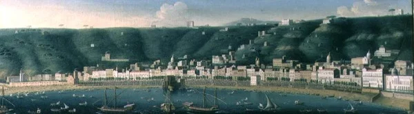 Vista de Nápoles desde el mar con el Castel dell