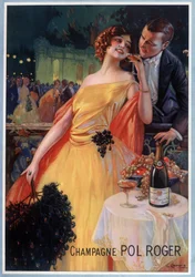 Cartel publicitario del champán Pol Roger (cromo)