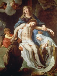 Piedad con San Francisco de Asís (c.1181-1226) y Santa Isabel de Hungría (1207-31)