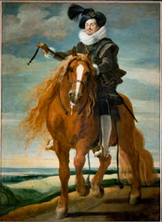 Retrato ecuestre de Don Diego Messia Felipe de Guzman, Marques de Leganes ... (pintura sobre lienzo)